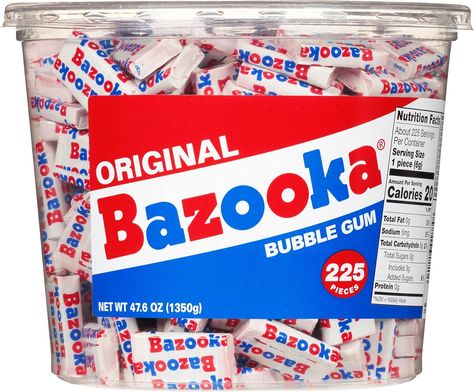 Bazooka Bubble Gum, Birthday Party Goodie Bags, Gum Flavors, Bubble Gum Flavor, Old Fashioned Candy, Valentine Candy, Chewing Gum, Trick Or Treater, Pharmacy Gifts