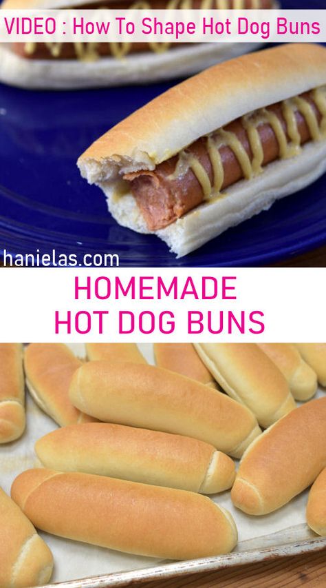 Homemade Hot Dog Buns, Hot Dog Buns Recipe, Homemade Hot Dogs, Homemade Hamburger Buns, Hot Dog Rolls, Resepi Roti, Homemade Buns, Pembuat Roti, Plats Healthy