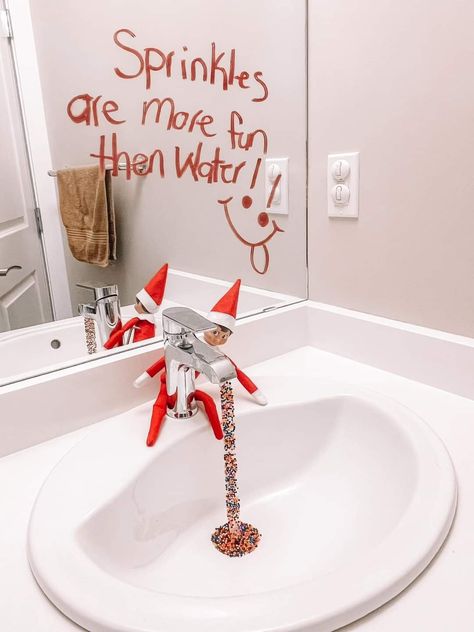 Elf On The Shelf Sprinkle Sink, Elf Sprinkle Faucet, Elf 2023, Elf Stuff, Elf Ideas Easy, Elf Shelf, Awesome Elf On The Shelf Ideas, Xmas Elf, Elf Fun