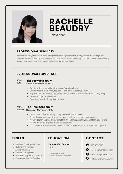 Formal Cv Design, Best Cv Design, Babysitter Resume, Career Portfolio, Cv Profile, Curriculum Vitae Design, Career Objective, Resume Profile, Professional Resume Examples