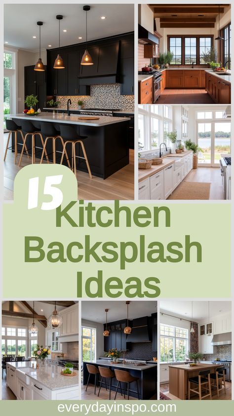 Stunning ideas for kitchen backsplashes with these inspo examples. Matching Backsplash And Countertops, Statement Backsplash Kitchen, Counter Tops And Backsplash Ideas, Dark Kitchen Backsplash Ideas, Splashback Kitchen Ideas, Backsplash Ideas For Kitchen, New Kitchen Backsplash, Neutral Backsplash Kitchen, Natural Stone Backsplash