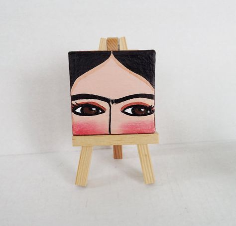 Frida mini canvas art by mariamercedesstudio on Etsy Frida Kahlo Paintings Easy, Mexican Paintings Ideas, Mini Tela, Frida Kahlo Paintings, Mini Toile, Kahlo Paintings, Mexican Paintings, Frida Art, Painting Stuff