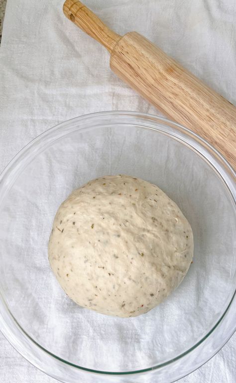 Garlic Herb Pizza Dough Garlic Herb Pizza Dough Recipe, Herbed Pizza Dough Recipe, Garlic Pizza Dough Recipe, Herb Pizza Dough Recipe, Olive Oil Pizza, 2 Ingredient Pizza Dough, No Yeast Pizza Dough, Garlic Pizza, Perfect Pizza Dough