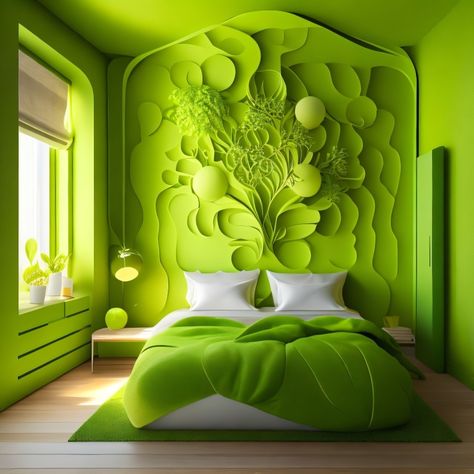 Lime Green Bedroom, Lime Green Rooms, Green Room Colors, Lime Green Bedrooms, Lime Green Walls, Green Bedroom Design, Japanese Room, Green Bedroom, Diy Outdoor Decor