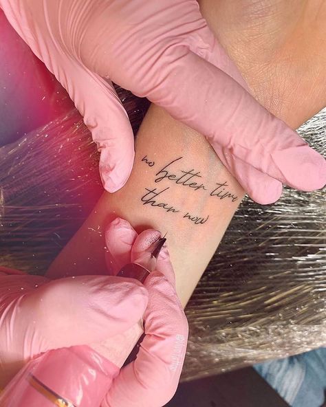 Words Tattoo Ideas, Word Tattoo Placements, Matching Quote Tattoos, Now Tattoo, Words Tattoo, Short Quote Tattoos, Small Words Tattoo, Meaningful Word Tattoos, 42 Tattoo