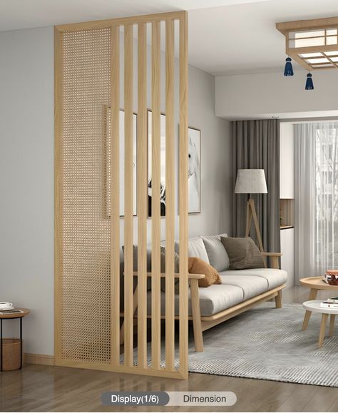 Japandi House, Hall Entrada, Natural Room, Wood Room Divider, Wooden Room Dividers, Colourful Living Room Decor, Latest Living Room Designs, Divider Design, Indian Home Interior