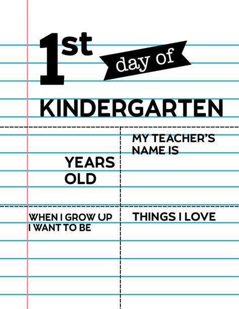 Editable First Day of Kindergarten Sign - Notebook Paper. Free printable custom first day signs to fill in for first day of school pictures. #papertraildesign #firstday #firstdayofschool #firstdayphotos #firstdaypictures #firstdayofschoolphotos #firstdayofschoolpictures First Day School Sign, First Day Of Kindergarten Sign, First Day Of School Signs, Kindergarten Sign, First Day Of School Pictures, Paper Trail Design, Back To School Pictures, School Interview, School Template