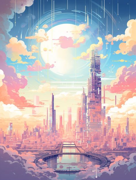 Journey into a whimsical world with a digital painting that features fluffy clouds adorning a bustling cityscape in shades of pink. 🌆🎨 This artwork captures the fusion of urban life and dreamy skies, where the city's vibrancy meets the soft elegance of the heavens.

#DigitalArt #CityscapeArt #PinkSkyline #CollectibleArt #ArtForUrbanites #GalleryWorthy #ArtisticElegance #UrbanBeauty #ArtisticFusion #CityLife #ArtisticWonder #SoftElegance #DigitalArtistry #CityAndNature #ArtisticExpression Painting Of Clouds, Pink Skyline, Crystal Planet, Urban Beauty, Aesthetic City, Fluffy Clouds, Cityscape Art, Sky Painting, Artistic Inspiration