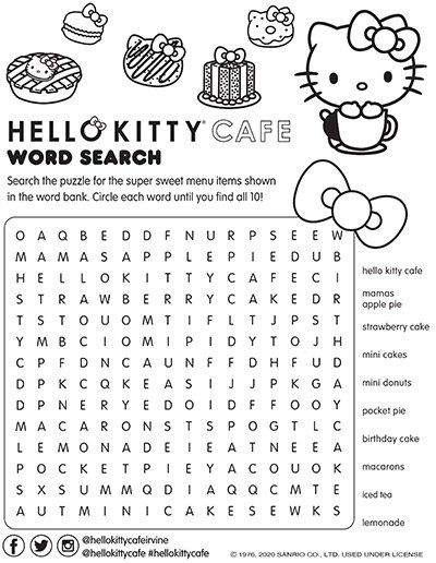 Word Search Sanrio, Sanrio Worksheet, Kawaii Activity Sheets, Sanrio Activity Sheet, Hello Kitty Worksheets, Hello Kitty Things To Print, Hello Kitty Activity Sheets, Hello Kitty Activities, Hello Kitty Word Search