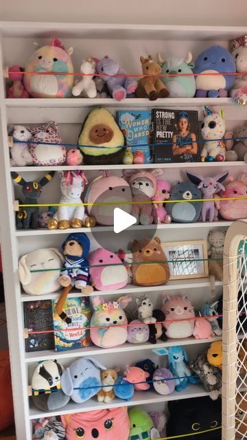 Ellen Fure Smith: Little Bare Furniture on Instagram: "#diy stuffed animal storage is a major win in this kiddo's room. These "Stuffy Stands" are the perfect solution to display and store stuffed animals and more on the wall and off the floor. Stay tuned for the other half of this make over, the plywood hockey net and shooting area♥️🏒♥️" Stuffy Wall Storage, Stuffie Display Ideas, Stuffies Storage, Diy Stuffed Animal Storage, Stuffed Animal Storage Diy, Stuffed Animal Display, Store Stuffed Animals, Stuffed Animal Displays, Diy Stuffed Animal