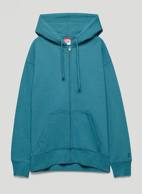 Tna Extra Fleece Boyfriend Zip-Up Hoodie - Slate Teal Hoodie Oversize, Older Fashion, Stylish Sweaters, Cool Hoodies, Look Vintage, Comfy Fits, Full Zip Hoodie, Vintage Look, Zip Up