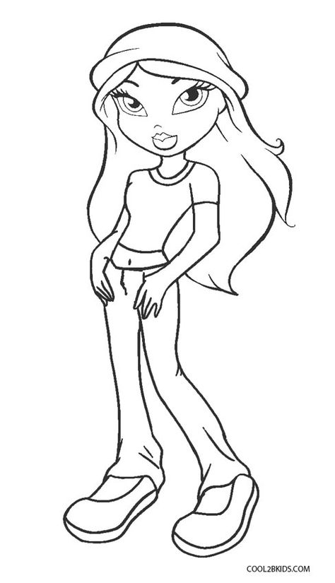 Free Printable Bratz Coloring Pages For Kids Bratz Drawings, Bratz Coloring Pages, Amazing Coloring Pages, Bratz Coloring, People Coloring Pages, Doll Drawing, Cartoon Coloring, Kids Coloring Pages, Kitty Coloring