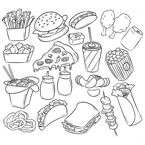 Food Doodles, 귀여운 음식 그림, Food Coloring Pages, 그림 낙서, Food Sketch, Doodle Art Drawing, Doodle Coloring, Cute Coloring Pages, Food Drawing