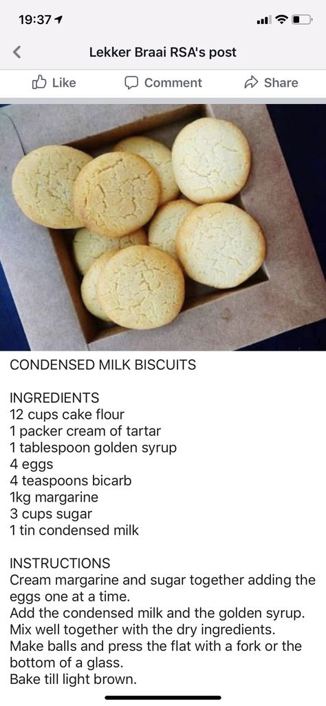 Condensed Milk Biscuits Recipe, Homade Cookies, Condensed Milk Biscuits, Maklike Resepte, Milk Biscuits, Condensed Milk Recipes, Cookie Recipes Homemade, African Recipes, Biscuits Recipe