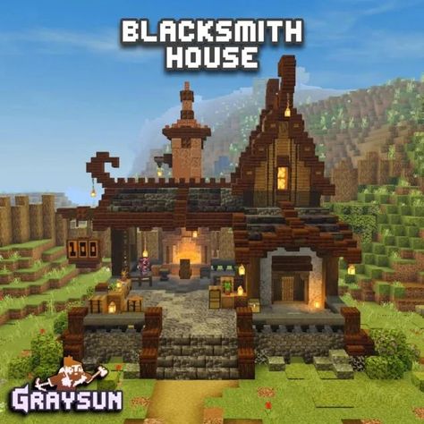 Minecraft Blacksmith House, Construction Minecraft, Minecraft Steampunk, Minecraft Structures, Minecraft House Plans, Minecraft Farm, Minecraft Cottage, Minecraft Castle, Cool Minecraft Creations