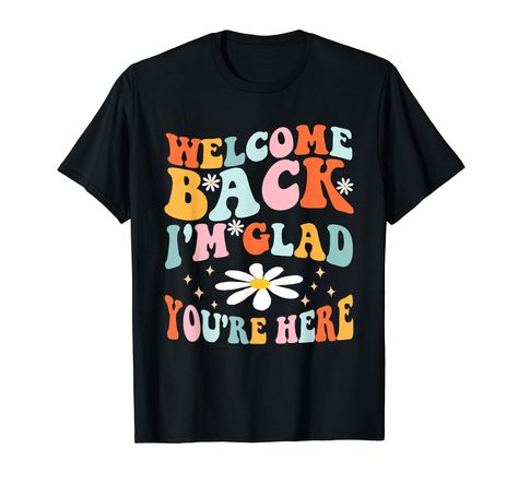 PRICES MAY VARY. Perfect matching tee for teacher teams, school admins, paras, and other staff of all grade levels to wear to have a happy 1st day of school. Get this for your elementary, middle, or high school educator friends. Welcome Back I'm Glad You're Here Tee Perfect for Mommy, daddy, uncle, aunt, sister, brother, cousin, son, daughter, niece, teachers, students, seniors wear on First Day of School, Back to school day. Lightweight, Classic fit, Double-needle sleeve and bottom hem Sister Brother, T Shirts, Birthday, T Shirt, Design