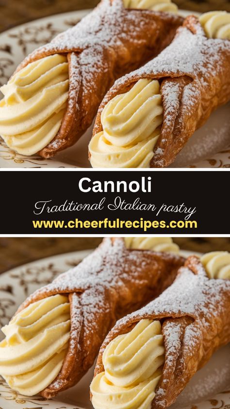 🍮✨ Treat yourself to a little taste of Italy with these Classic Cannoli!

These crisp, golden shells are filled with a luscious, sweet ricotta mixture that makes every bite feel like pure bliss. 😍

Whether you’re hosting a party or simply indulging in a sweet moment for yourself, this traditional Italian pastry is an absolute must-try!

You won’t want to miss out on this delightful dessert! Canolis Recipe Italian Easy, Best Italian Dessert Recipes, Italian Bakery Recipes, Canolis Recipe Italian Filling, Canoli Shell Recipe, Canolis Recipe Italian, Cannoli Flavors, Italian Pastry Recipes, Easy Cannoli Recipe