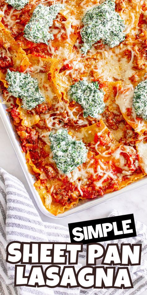 How to make lasagna on a sheet pan Giada Lasagna, Pan Lasagna Recipe, Sheet Pan Lasagna, Italian Sides, Pan Lasagna, Favorite Pasta Recipes, Lasagna Ingredients, Creamy Pasta Recipes, Lasagna Noodles