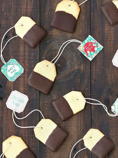 Tea Party Ideas | Fun365 Chocolate Dipped Shortbread, Tea Bag Cookies, بيتي فور, Shortbread Chocolate, High Tea Party, Tea Party Food, Tea Ideas, Tea Party Ideas, Clotted Cream