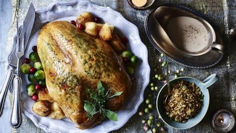 Gordon Ramsay's easy take on the roast turkey crown has a stove-top cooked herb stuffing and plenty of creamy gravy. Turkey Goulash, Turkey Crown Recipe, Turkey Crown, Gordon Ramsay Recipe, Cooking Herbs, Christmas Turkey, Herb Stuffing, Christmas Recipes Easy, Roast Turkey