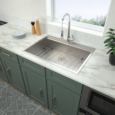 Drop in Kitchen Sink - Logmey 25x22 Drop in Sink Topmount Ledge Workstation 18 Gauge Stainless Steel Kitchen Sink Single Bowl Utility Sink Basin | GOLDEN DAYS Drop In Kitchen Sink - Logmey 25X22 Drop, Size 30.0 W x 22.0 D in | Wayfair Kitchen Sink Sizes, Top Mount Kitchen Sink, Drop In Kitchen Sink, Sink Sizes, Sink Grid, Sink Basin, Single Bowl Sink, Bowl Kitchen Sink, Single Bowl Kitchen Sink