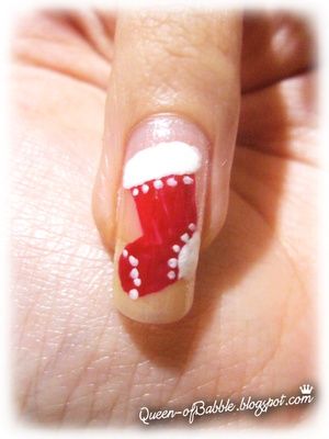 Christmas Stocking Nails, Easy Diy Nail Art For Beginners Christmas, Stocking Nail Art, Art Ho, Ho Ho Ho Christmas, Christmas Nails Easy, Christmas Stocking Pattern, Holiday Nail Art, Nail Patterns