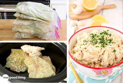 How To Make The Ultimate Freezer Meal – Lemon Garlic Dump Chicken Marinated Chicken Breast Recipes, Dump Chicken Recipes, Dump Chicken, Chicken Freezer, Freezable Meals, Make Ahead Freezer Meals, Lemon Garlic Chicken, Dump Meals, Chicken Crockpot