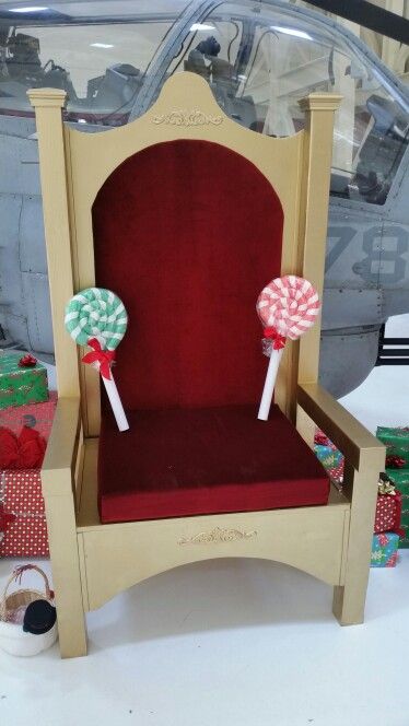 2015 Santa Chair...will make another one one day Santa Throne Diy, Diy Santa Chair For Pictures, Santa Chair Diy, Santa Chairs, Santa's Chair, Santa Chair, Thrown Chair, Church Furniture, Christmas Chair