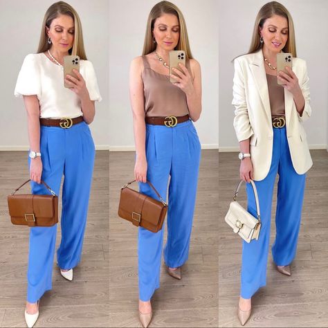 Light Blue Pants Outfit, Blue Pants Outfit, Pants Outfit Work, Casual Work Outfits, Blue Pants, Business Casual Outfits, Fashion Colours, Work Pants, Work Casual