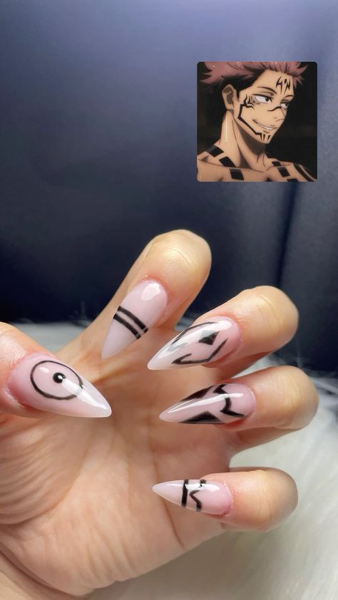 #BEAUTY, #RELATIONSHIPS #Fashion #Animals #Outfits #Winter Outfits #Animals Sukuna Inspired Tattoo, Sukuna Themed Nails, Sukuna Nails Short, Sukuna Nails Acrylic, Mha Nail Ideas, Simple Anime Nail Designs, Sakura Nails Jjk, Sakuna Jujutsu Nails, Cute Anime Nail Designs