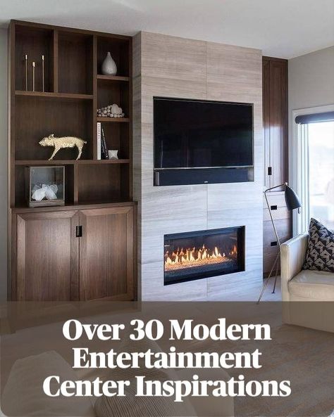 Stunning modern entertainment centers have become an essential of homes of today. They not only serve as a hub for all the technological gadgets but also add a touch of style to the living space. Here are over thirty of our favorites! Modern Built In Entertainment Center, Wall Entertainment Center Ideas, Entertainment Center Ideas, Wall Entertainment Center, Entertainment Center Design, Built In Entertainment Center, Modern Entertainment Center, Center Ideas, Wall Designs