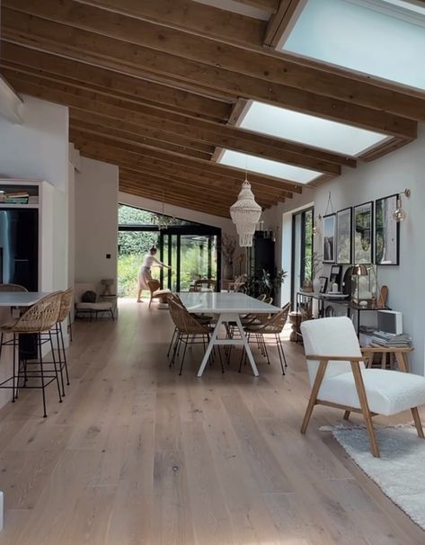 Light Wood Flooring, Space Felt, Dark Living Room, Knock Down Wall, Minimal Kitchen Design, Cabin Getaway, Gable House, Bedroom Ensuite, Mountain Cabins