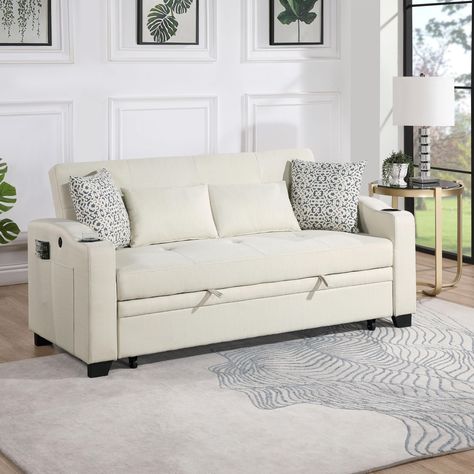 PRICES MAY VARY. Pull Out Sofa Bed - This versatile sofa bed can be easily and quickly converted into an loveseat, and a bed. The tail of the sofa bed is pulled out in a drawer type, the equipped portable handle with the assistance of the bottom pulley device to quickly complete the bed transformation, providing convenient sleeping space for guests or family members.It's absolutely a good idea for placement in a small room, dorms, apartments, studios, office. Adjustable Backrest - 3 adjustable a Day Beds As Couches, Sleeper Sofa Guest Room, Sleep Couch, Small Couches Living Room, Tv Room Sofa, Bed Transformation, Most Comfortable Sleeper Sofa, Small Tv Room, Pillows For Living Room