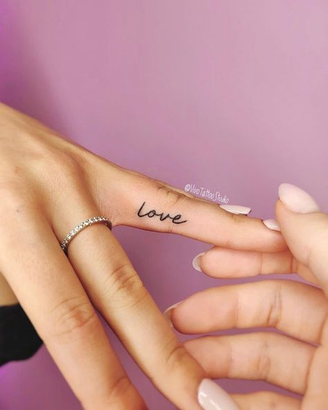 Love Finger Tattoo, Steak Dinners, Simple Tattoos For Guys, Small Finger Tattoos, Hand Tattoos For Girls, Taurus Tattoos, Hand Tattoos For Women, Wrist Tattoos For Women, Small Hand Tattoos