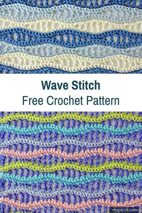 Learn A New Crochet Stitch: Crochet Wave Stitch - Knit And Crochet Daily Crochet Wave Stitch, Crochet Wave Pattern, Wave Stitch, Crochet 101, Summer Shawl, Colorful Crochet, Stitch Crochet, Crochet Summer, Crochet Stitches Tutorial