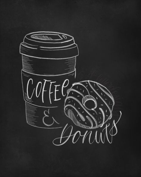 Donut Chalkboard Sign, Chalkboard Food Art, Coffee Shop Sign Ideas, Coffee Shop Chalkboard Art, Art Cafe Ideas, Coffee Shop Chalkboard Signs, Cafe Chalkboard Art, Cute Chalkboard Ideas, Chalkboard Art Coffee