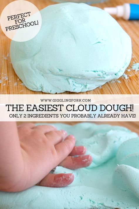 Cloud Dough Homemade Kinetic Sand, How To Make Clouds, Sensory Dough, 2 Ingredient Recipes, Rainbow Rice, Cloud Dough, Sensory Crafts, Homemade Slime, Dough Ingredients