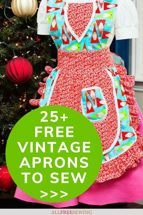 Free Apron Patterns Sewing, 50s Apron Pattern Free, Patterns For Aprons Free, Scalloped Apron Pattern Free, Diy Sewing Apron, 1950s Apron Pattern Free, Sweetheart Apron Pattern Free, Vintage Apron Patterns Free, Retro Apron Patterns Farmhouse