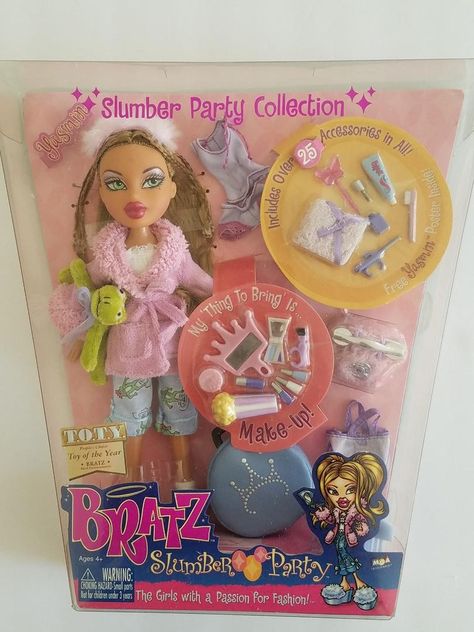 Bratz Slumber Party Collection Yasmin 2002 NIB Bratz Slumber Party, All Bratz Dolls, Good Night Angel, Bratz Characters, Happy Birthday Paul, Bratz Doll Outfits, Brat Doll, Nostalgic Toys, Happy Party