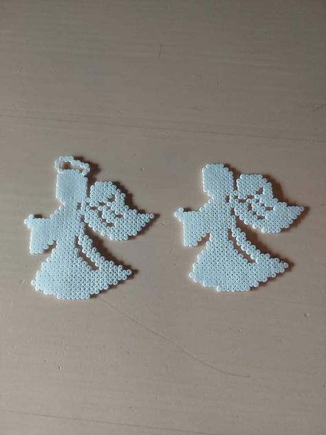 Perler Beads Angel, Angel Perler Bead Patterns, Angel Perler Beads, Hama Beads Christmas, Xmas Beads, Christmas Perler Beads, Beaded Angels, Perler Art, Melty Beads