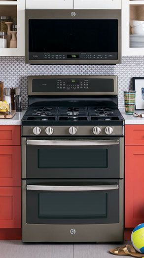 Gorgeous Smudge Proof Slate Appliances | GE Appliances Ge Appliances Kitchens, Ge Slate Appliances Kitchens, Slate Appliances Kitchen, Copper Kitchen Appliances, Ge Slate Appliances, Cooking Ware, Kitchen Materials, Slate Appliances, Kitchen Countertops Laminate