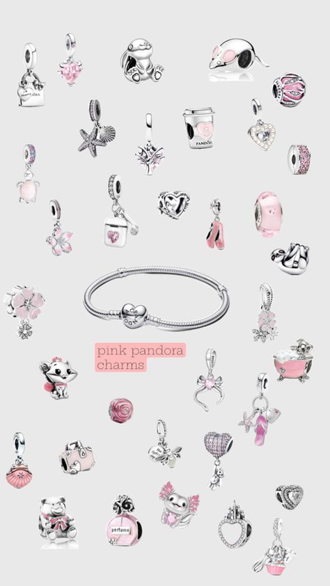 Pandora Pink Charms, Pink Pandora Charms, Pandora Charms Pink, Pandora Bracelet Charms Ideas, Pandora Bracelet Designs, Pandora Pink, Pink Charm, Pandora Bracelet Charms, Bracelet Charms