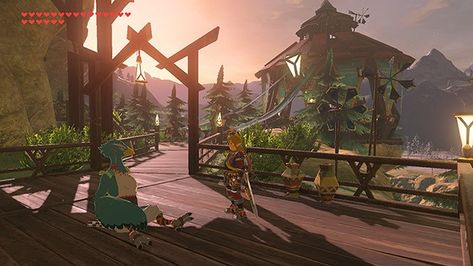 Botw Scenery Screenshots, Botw Rito Village, Zelda Environment, Botw Scenery, Acnh Zelda, Rito Village, Kara Kara, Room Concept, Warriors Game