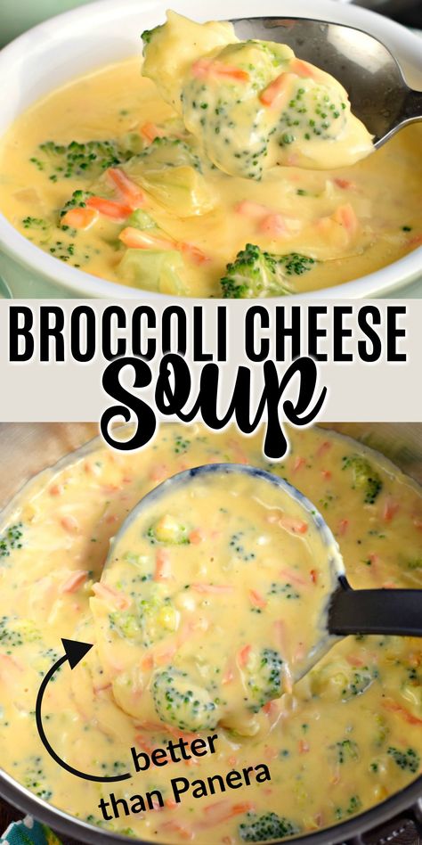 Panera Broccoli Cheese Soup Recipe, Panera Broccoli Cheese Soup, Broccoli Cheese Soup Recipe, Cheese Soup Recipe, Copycat Panera, Soup Creamy, Broccoli Cheese Soup Recipes, Easy Broccoli, Cheese Soup Recipes