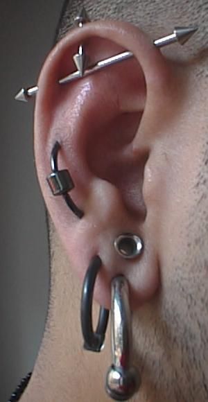 Ear Piercings Men, Piercings Men, Guys Ear Piercings, Upper Ear Piercing, Men's Piercings, Ear Piercings Chart, Double Ear Piercings, Cool Ear Piercings, Cool Piercings