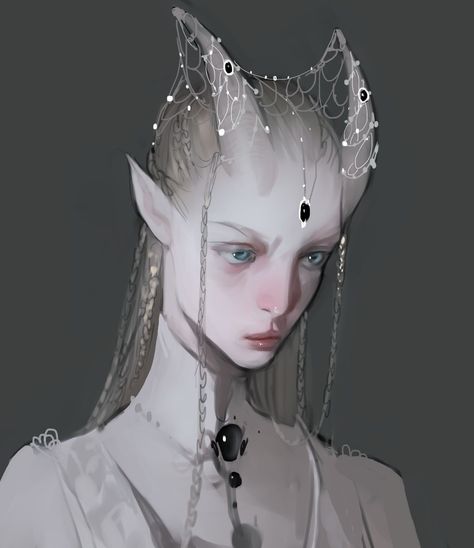 Horn Decorations Tiefling, Albino Character Design, High Fantasy Clothing, Dnd Characters Character Concept, Portrait Concept Art, Tiefling Oc, Tiefling Art, Ange Demon, 영감을 주는 캐릭터