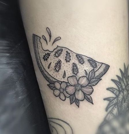 Watermelon Slice Tattoo, Watermelon Tattoo Black And White, Watermelon Tattoo, Tattoo Black And Grey, Tattoo Black And White, Octopus Tattoo Design, Watermelon Slice, Octopus Tattoo, Tattoo Black