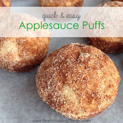 Applesauce Puffs, Puff Snacks, Easy Applesauce, Cinnamon Applesauce, Applesauce Muffins, Bisquick Recipes, Sugar Donut, Cinnamon Sugar Donuts, Puff Recipe