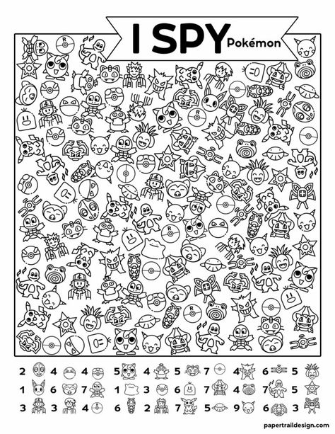 Keep kids unplugged, happy, and screen free while trapped inside with our I spy Pokémon themed activity page free printable. #coloring #pages #printable #printablecoloringpages #kidscoloringpages #coloringbookskids I Spy Pokemon, Pokemon Activities For Kids, Pokemon Printables, Paper Trail Design, I Spy Games, Trail Design, Disney Printables, Wedding Planning Timeline, Magic Symbols