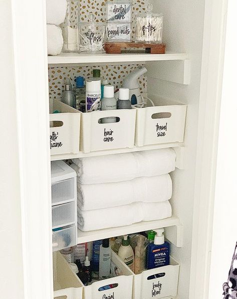 Bathroom Organization - Crisp Collective Bathroom Closet Organization Ideas, Diy Bathroom Storage Ideas, Organized Bathroom, Bathroom Closet Organization, Closet Organization Ideas, Diy Bathroom Storage, Bathroom Organization Diy, Bathroom Storage Solutions, Linen Closet Organization